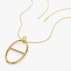 14k Minimalist Oval Pendant Necklace