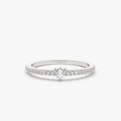 14k Minimalist Pave Diamond Stacking Ring
