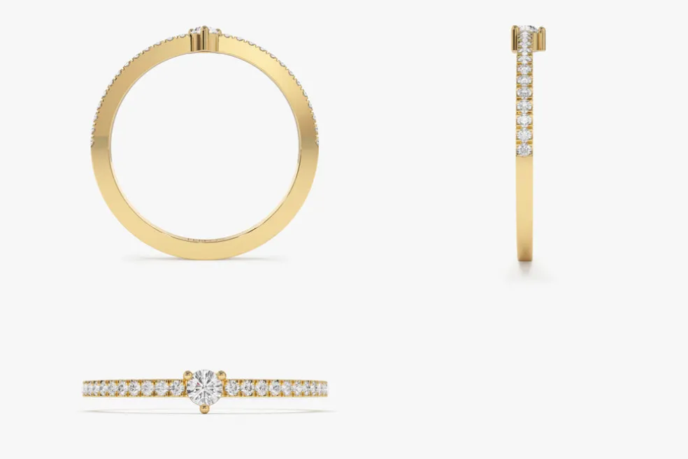 14k Minimalist Pave Diamond Stacking Ring