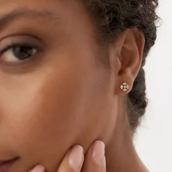 14K Minimalist Petal Diamond Cluster Studs