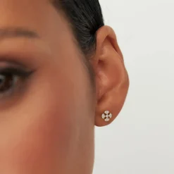 14K Minimalist Petal Diamond Cluster Studs