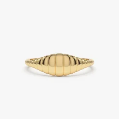 14k Minimalist Wave Signet Ring