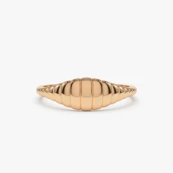 14k Minimalist Wave Signet Ring