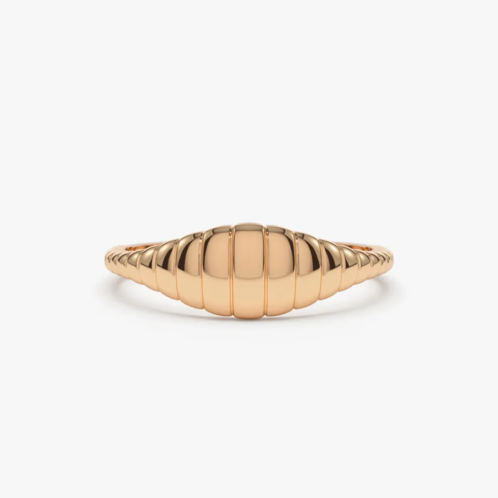 14k Minimalist Wave Signet Ring