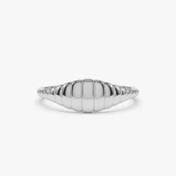 14k Minimalist Wave Signet Ring