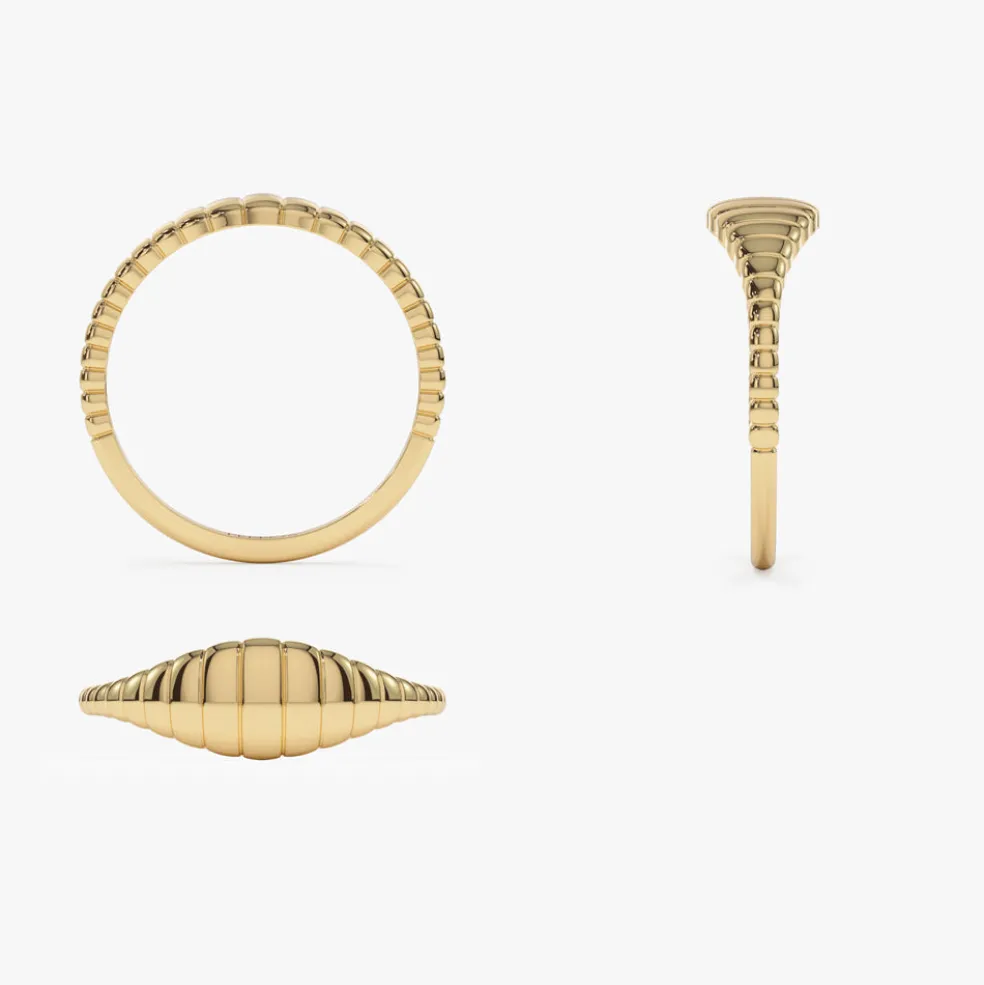14k Minimalist Wave Signet Ring