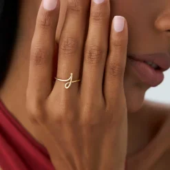 14K Minimalist Wire Letter Ring