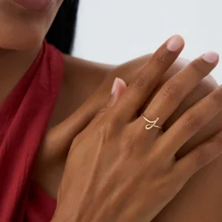 14K Minimalist Wire Letter Ring