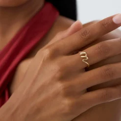 14K Minimalist Wire Letter Ring