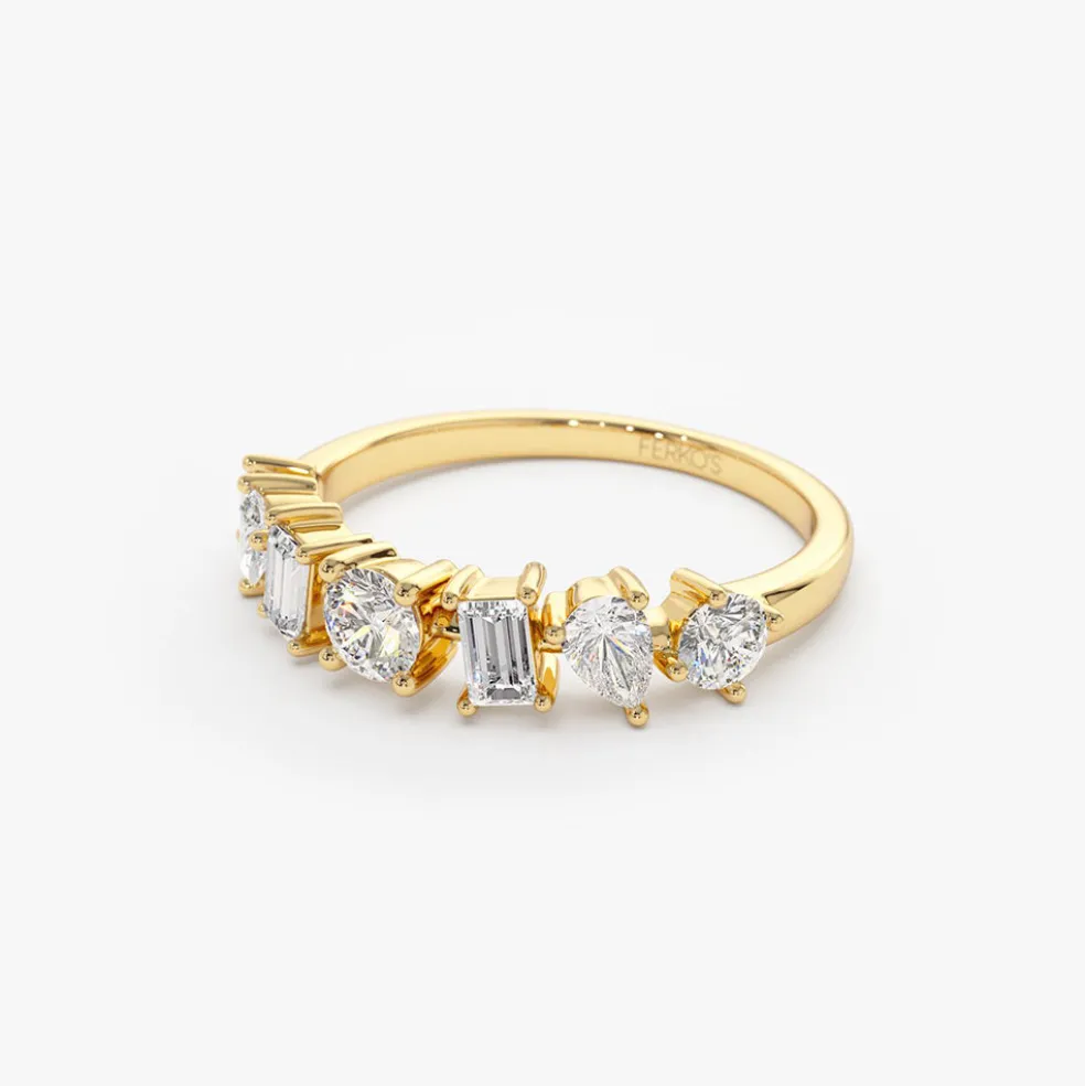 14k Mixed Cut Diamond Anniversary Ring