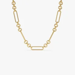 14k Mixed Link Paperclip Bolo Chain Necklace