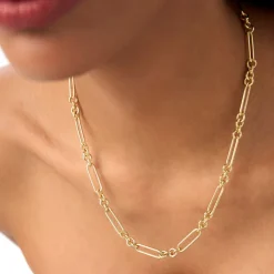 14k Mixed Link Paperclip Bolo Chain Necklace