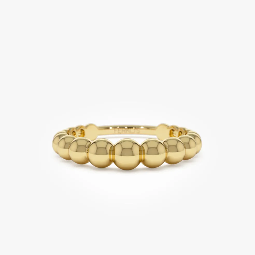 14k 4MM Beaded Graduating Ring