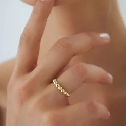 14k 4MM Beaded Graduating Ring