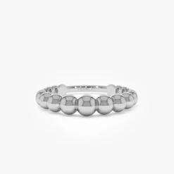 14k 4MM Beaded Graduating Ring