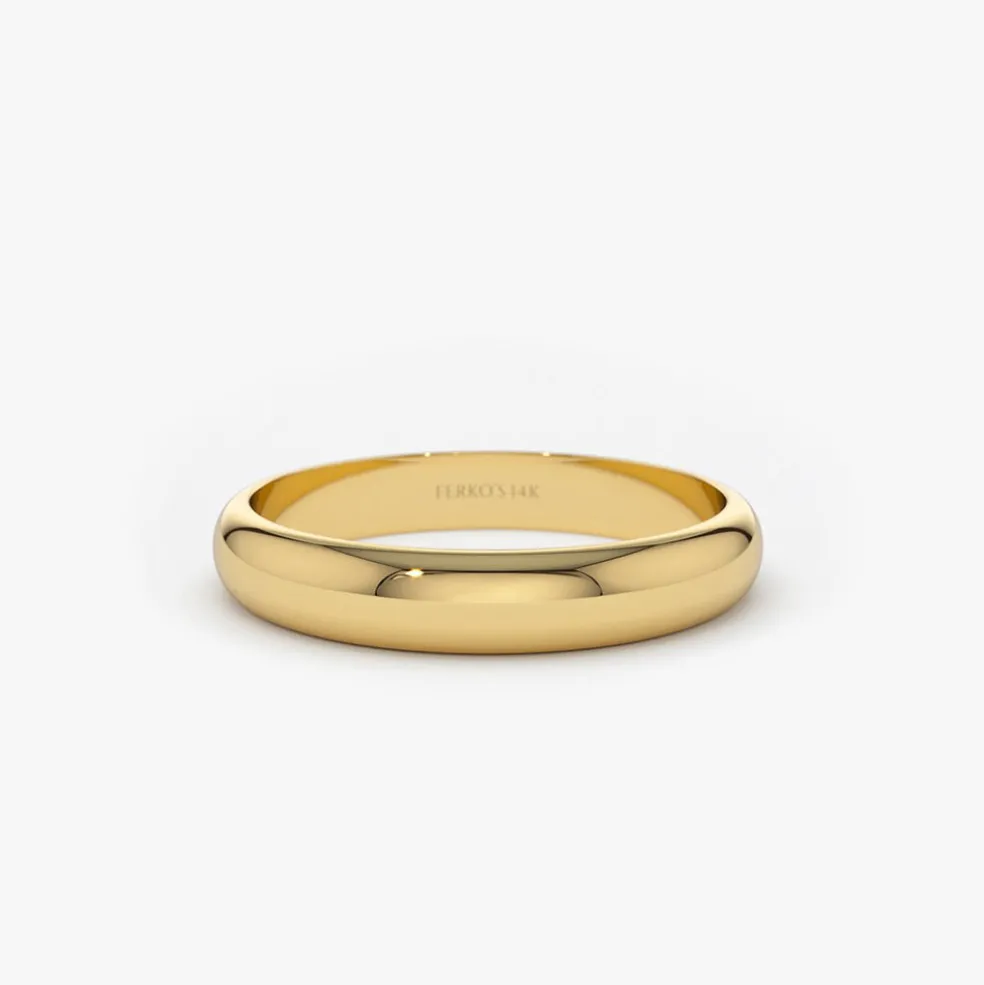 14k 3MM Classic Dome Unisex Wedding Ring