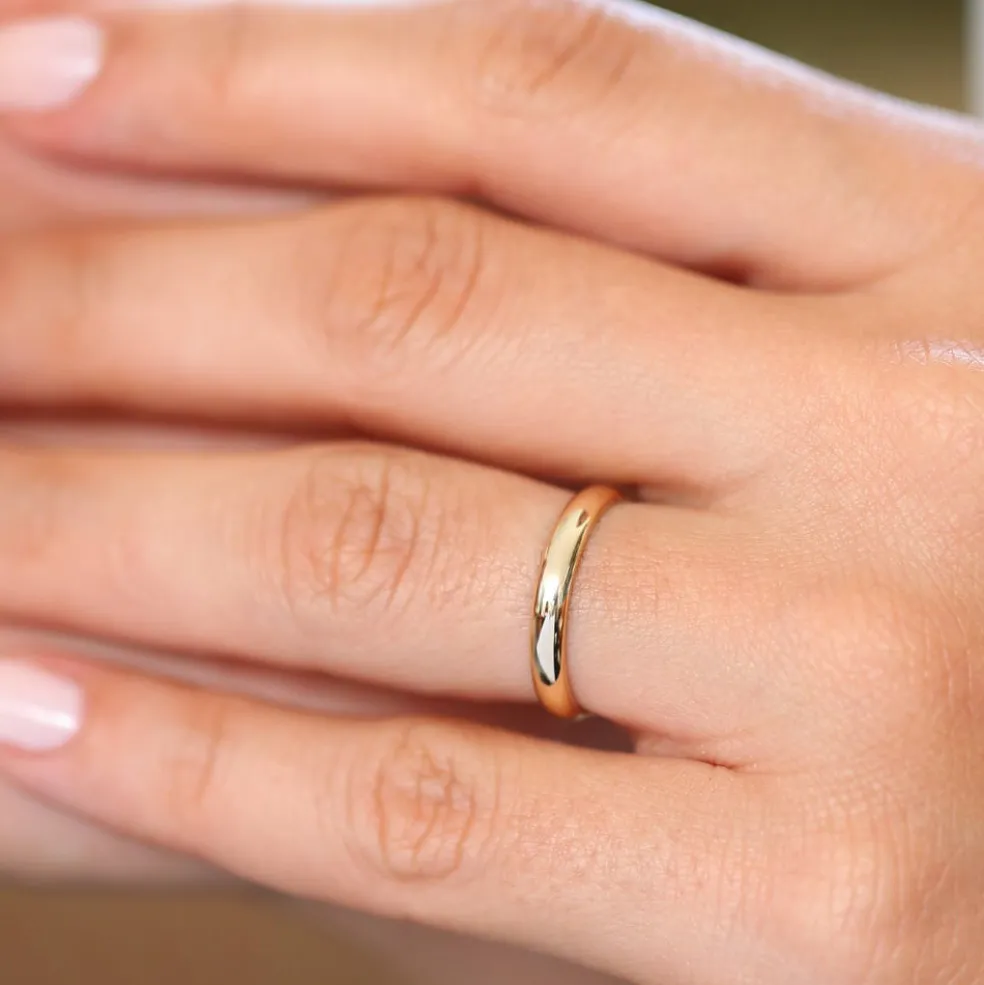 14k 3MM Classic Dome Unisex Wedding Ring