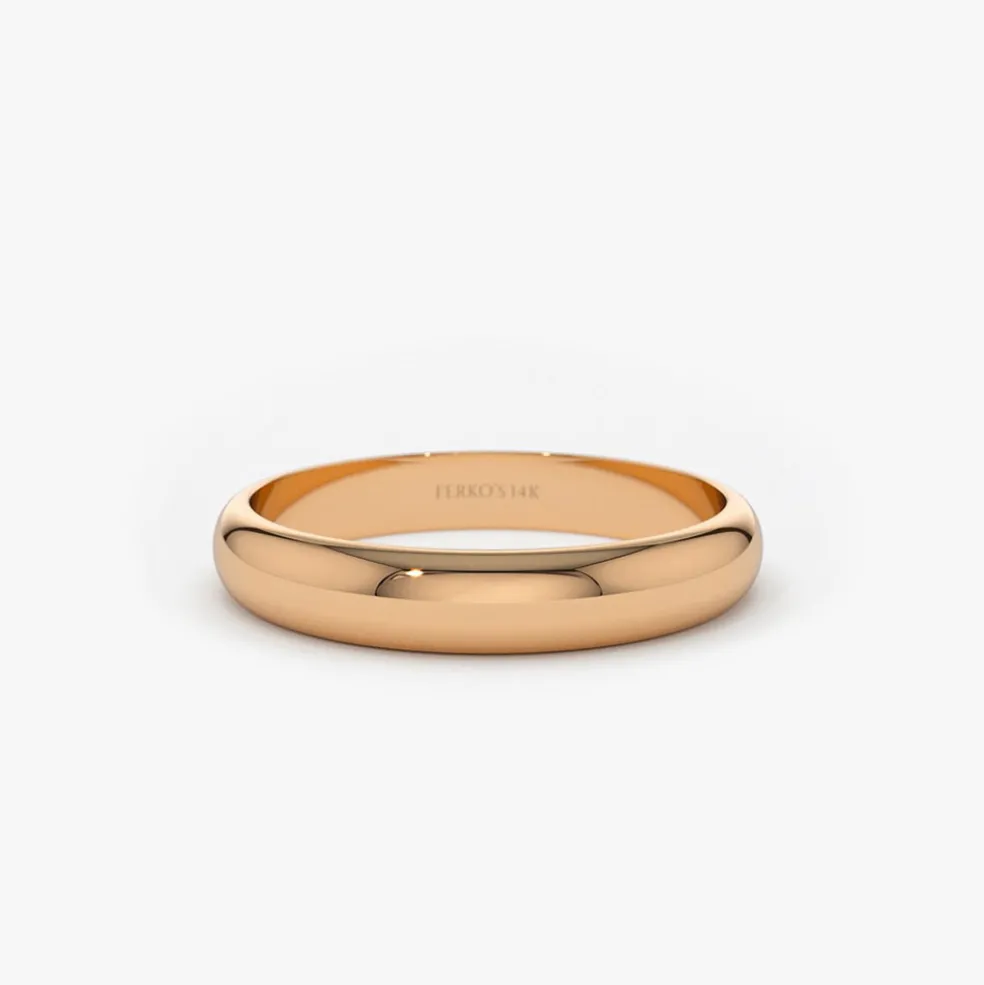 14k 3MM Classic Dome Unisex Wedding Ring