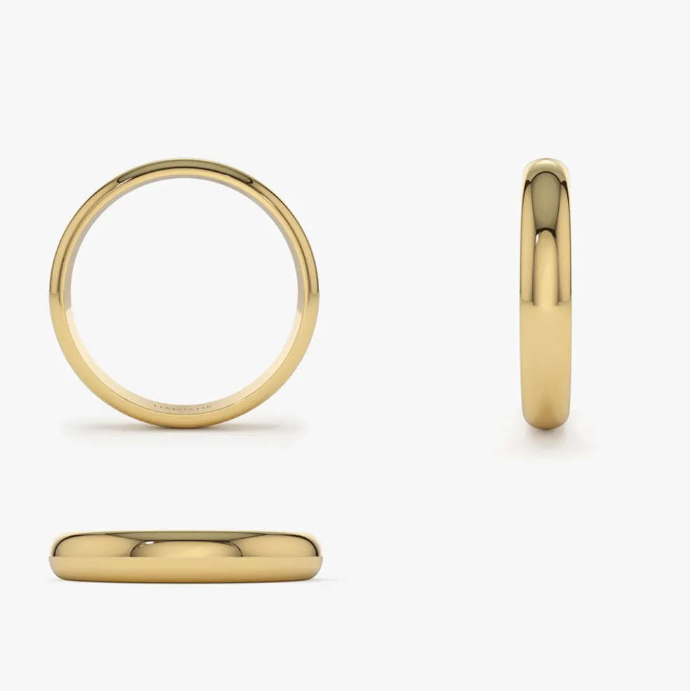 14k 3MM Classic Dome Unisex Wedding Ring
