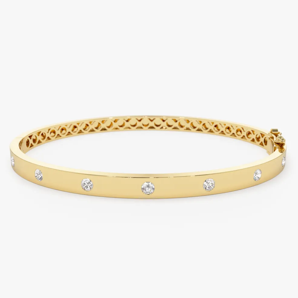 14K 4mm Diamond Bangle Bracelet
