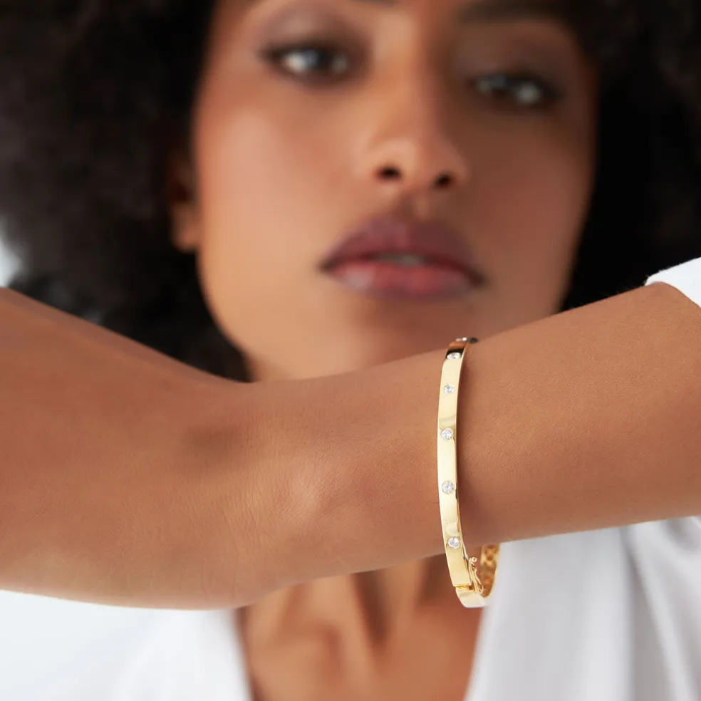 14K 4mm Diamond Bangle Bracelet
