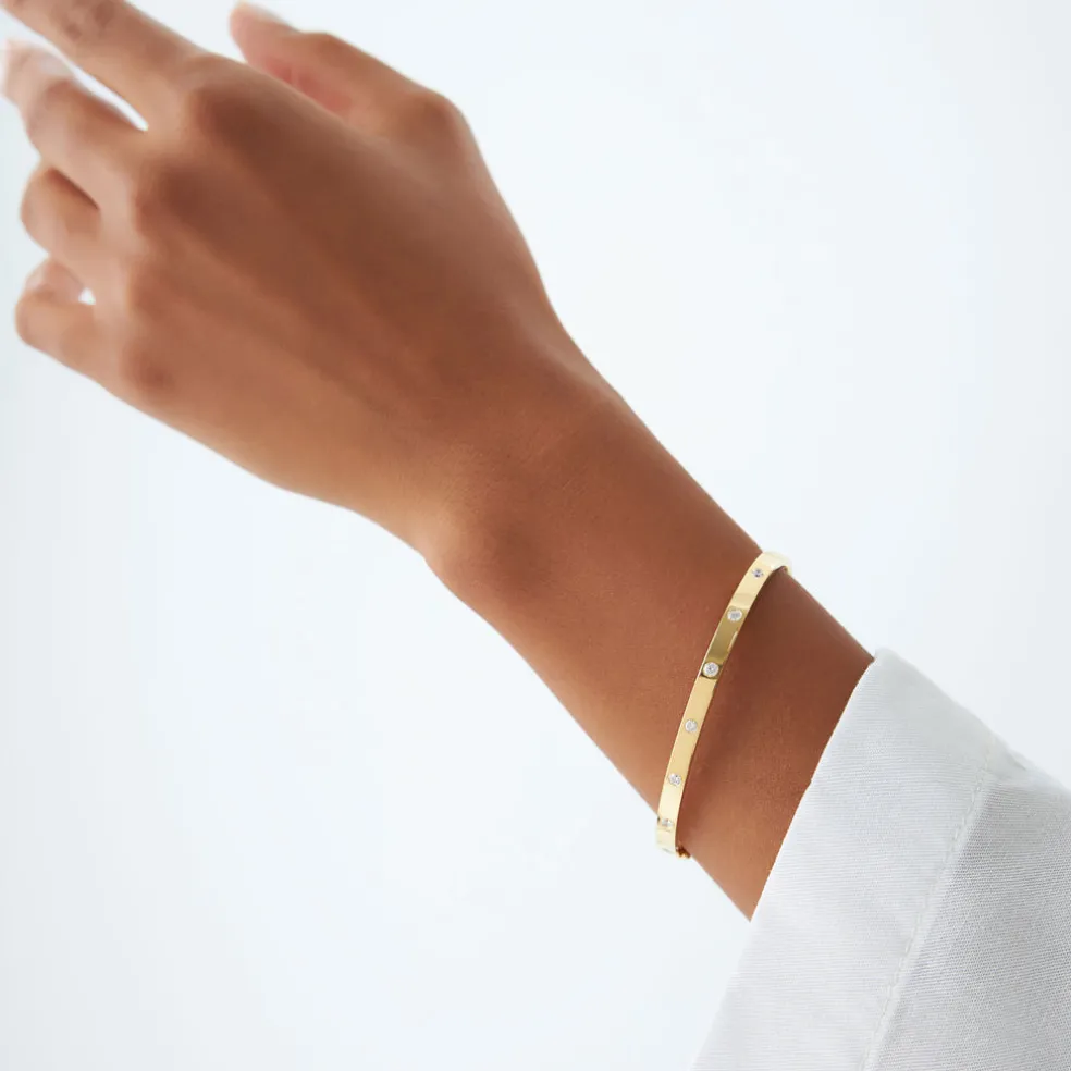 14K 4mm Diamond Bangle Bracelet