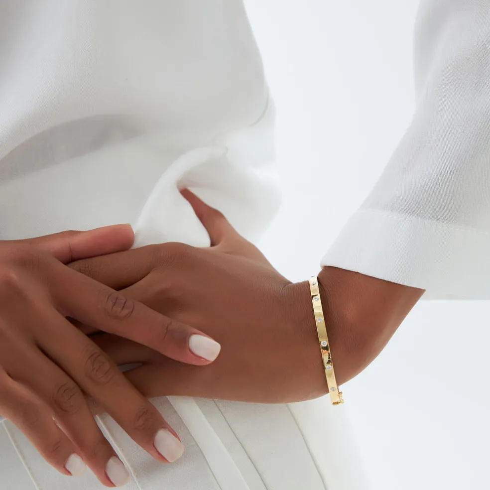 14K 4mm Diamond Bangle Bracelet