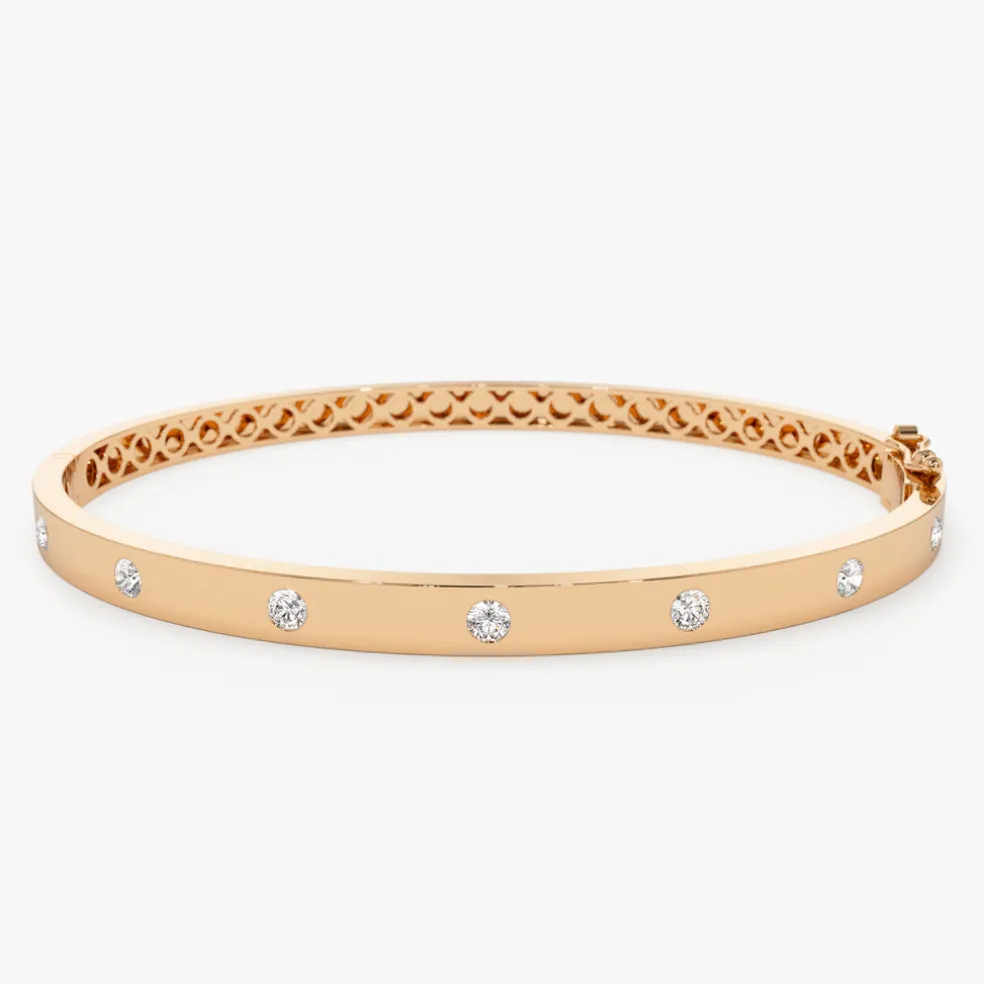14K 4mm Diamond Bangle Bracelet