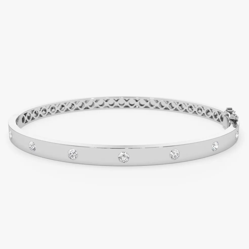 14K 4mm Diamond Bangle Bracelet