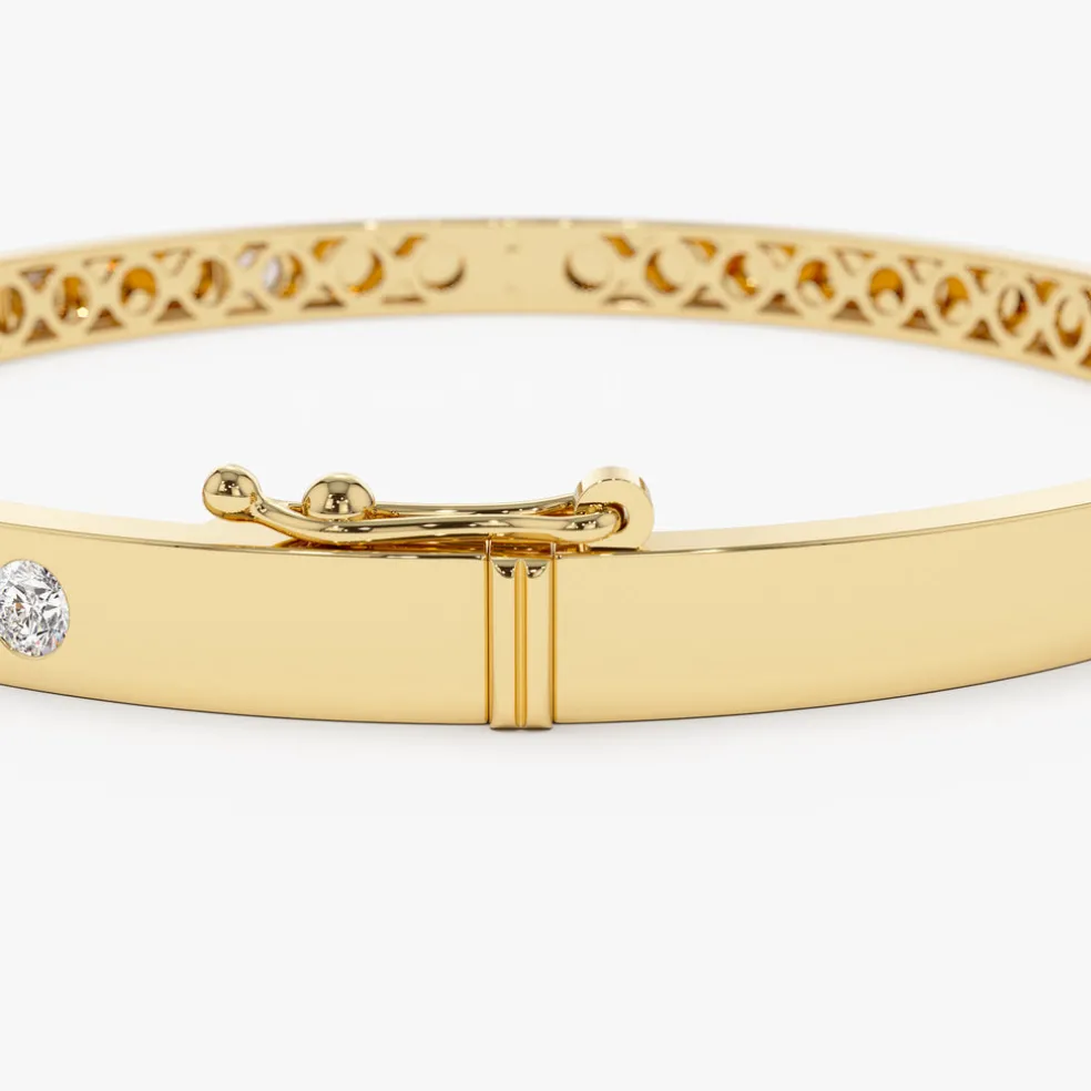 14K 4mm Diamond Bangle Bracelet