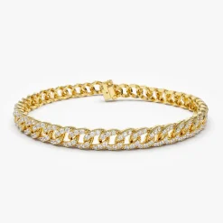 14k 4.8MM Diamond Cuban Link Bracelet