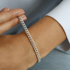 14k 4.8MM Diamond Cuban Link Bracelet