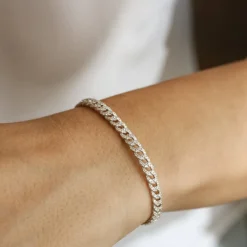 14k 4.8MM Diamond Cuban Link Bracelet