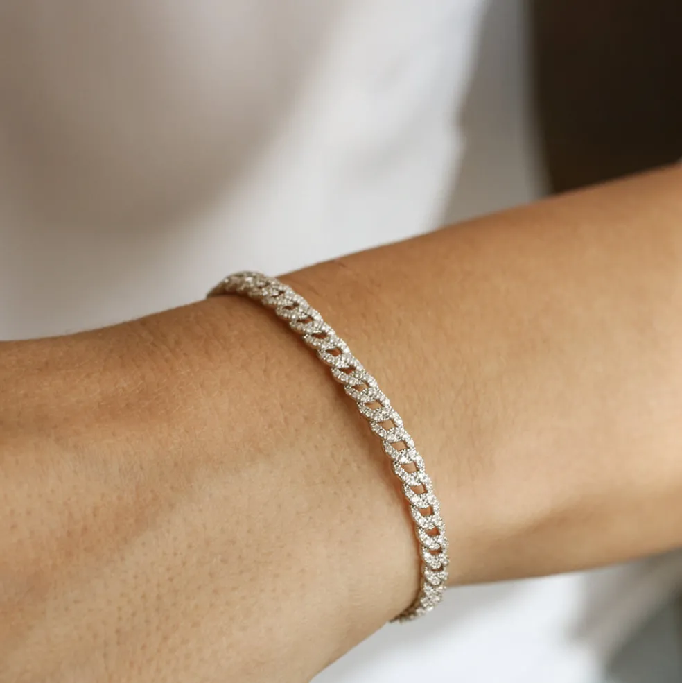 14k 4.8MM Diamond Cuban Link Bracelet