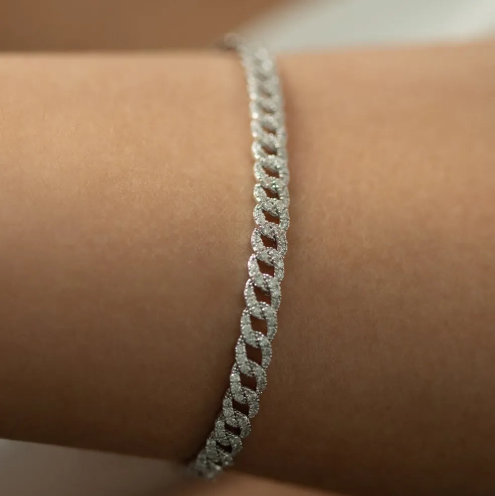 14k 4.8MM Diamond Cuban Link Bracelet
