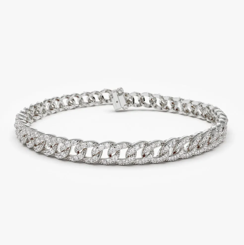 14k 4.8MM Diamond Cuban Link Bracelet