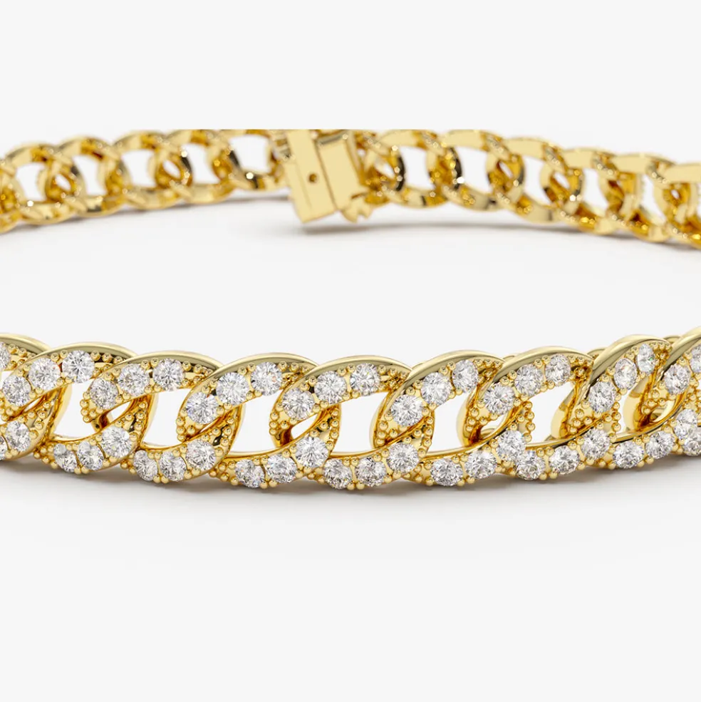 14k 4.8MM Diamond Cuban Link Bracelet