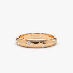 14k 3MM Dome Burnish Setting Women's Wedding Ring