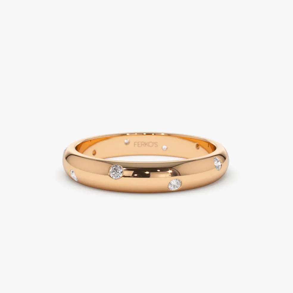 14k 3MM Dome Burnish Setting Women's Wedding Ring