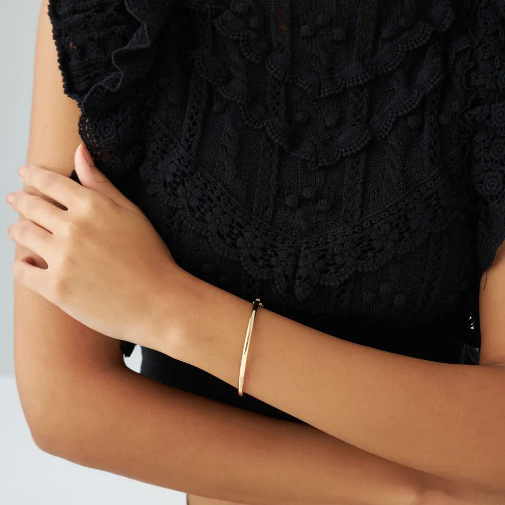 14k 3.5mm Dome Gold Bangle Bracelet