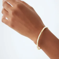 14k 4mm Dome Star Setting Diamond Bangle Bracelet