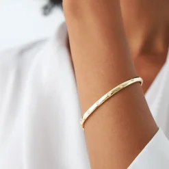 14k 4mm Dome Star Setting Diamond Bangle Bracelet