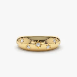 14k 6MM Dome Star Setting Diamond Ring