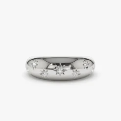 14k 6MM Dome Star Setting Diamond Ring