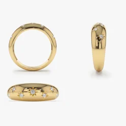 14k 6MM Dome Star Setting Diamond Ring