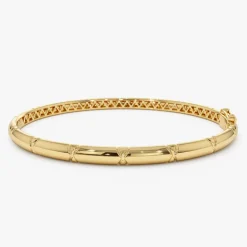 14K 4MM Dome X Cut Design Gold Bangle