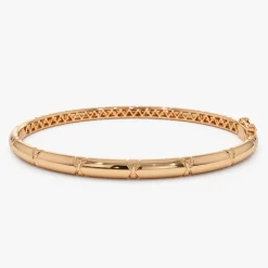 14K 4MM Dome X Cut Design Gold Bangle