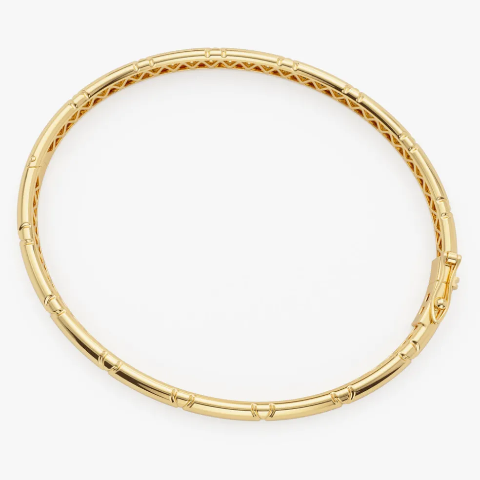 14K 4MM Dome X Cut Design Gold Bangle