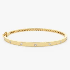 14k 3MM Flat Flush Setting Stacking Diamond Bangle
