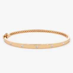 14k 3MM Flat Flush Setting Stacking Diamond Bangle